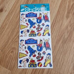 Frances Meyer Vintage Toddler Boy Stickers Busy Very Busy One Terrific NOS Sheet